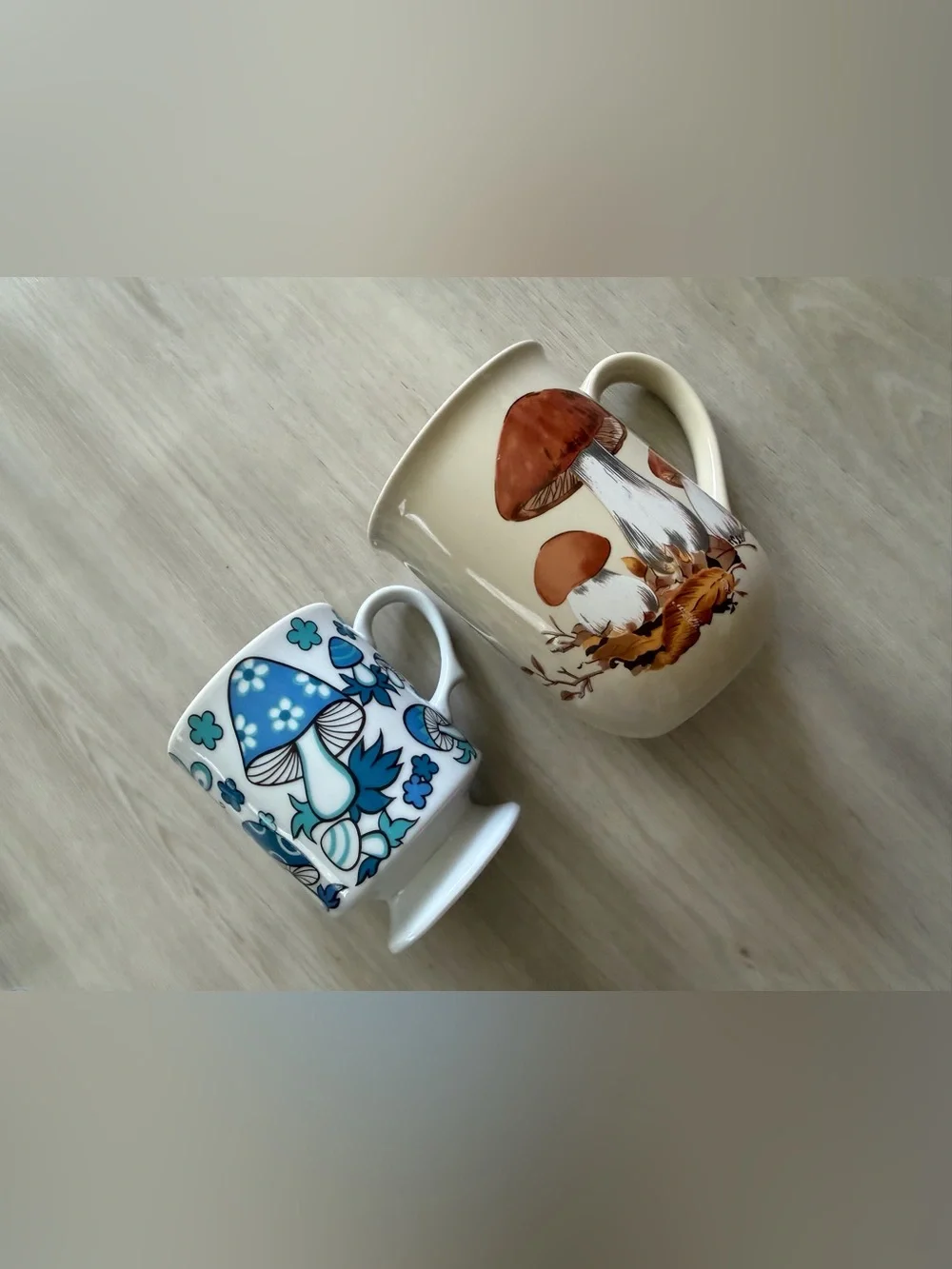 Lot of 6 Vintage Ceramic Mushrooms Doublesided Coffee Tea Mug Cups MCM